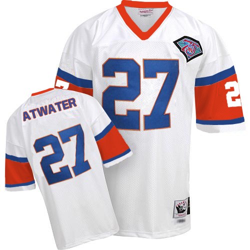 Men's Authentic Steve Atwater Mitchell and Ness Jersey White Road - #27 75th Patch Throwback NFL Denver Broncos